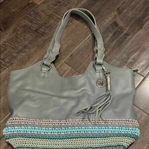 The Sak Gray and Teal Shoulder Bag